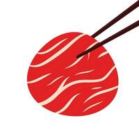 Chopsticks and Meat . Meat slice . vector