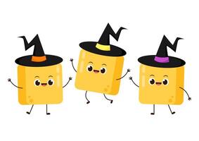 Butter character design. Butter logo design. Butter on white background. Butter cartoon in a witch hat. vector