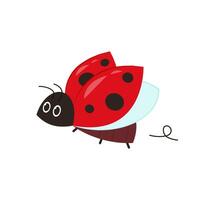 Ladybug on leaf. wallpaper. free space for text. background. symbol. ladybug on white background. vector