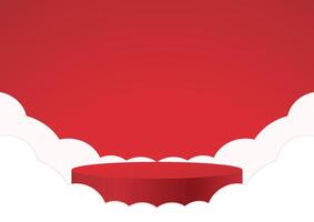 Valentine paper style . Beautiful pink realistic heart shaped podium for valentine's day product display presentation with decorative falling paper hearts template. vector