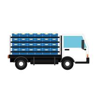 Water crate. cart . Bottle in crate. crate in cart. trolley . truck . vector