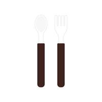 Spoon and fork on white background. Spoon and wood fork. vector