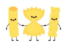 Pasta noodles character design. Pasta noodles on white background. vector