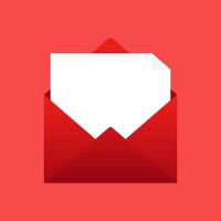 Red envelope with blank card. Full Isolated. design. vector