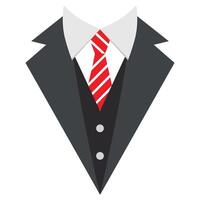 Black tuxedo with red striped tie. vector