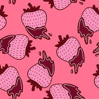 Chocolate covered strawberry with valentines seamless pattern background. vector
