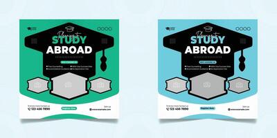 Study Abroad Social Media Post template two design set vector