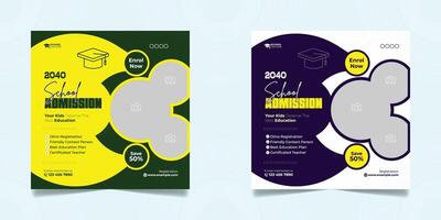 back-to-school promotion square banner layout template vector
