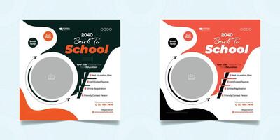 School admission open social media post design template two design vector