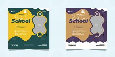 back-to-school square banner layout template vector
