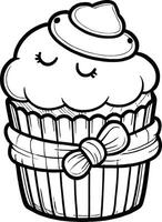 Cupcake coloring pages vector