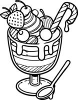 Ice cream sundae coloring pages vector