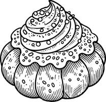 A cupcake with whipped cream and sprinkles vector