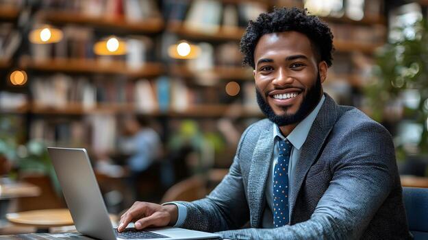 ejecutivo revisando presentación diapositivas en un ordenador portátil mientras de viaje por tren, con un enfocado expresión foto