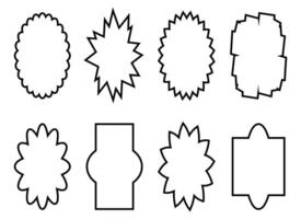 Doodle geometric wavy borders collection. Trendy graphic frames set. Hand drawn illustration isolated on white background. vector