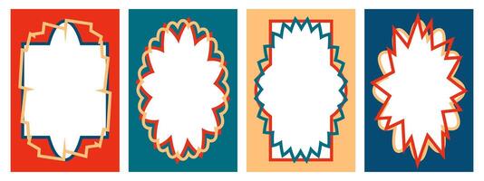 Hand drawn curved frames collection. Geometric abstract template. Doodle illustration isolated on white background. vector