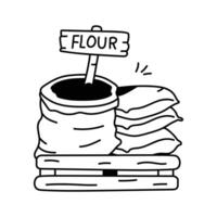 Hand drawn icon of flour sacks on a wooden pallet vector