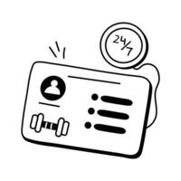 Gym membership card for access to fitness facilities and training vector