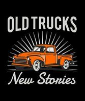 an old truck is shown in the background of a black background vector