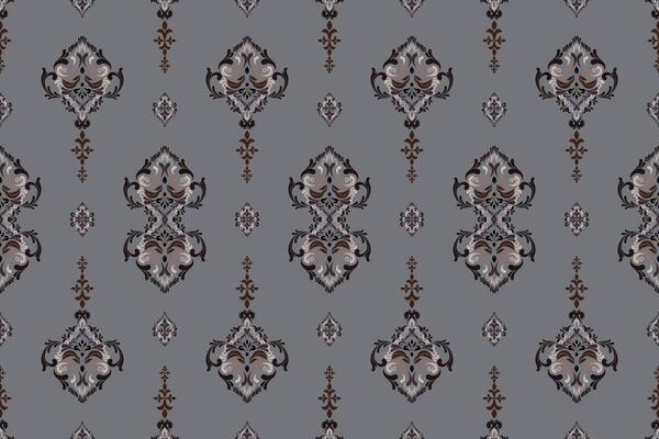 Motifs African boho paisley Floral Ikat pattern embroidery border. Ethnic ikat floral Ethnic Indian Pattern Ikat pattern Ethnic Pattern.Border indian on grey background.