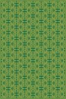 hexagon pattern with abstract ornaments and green leaf background vector