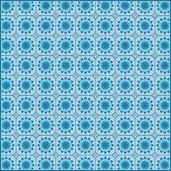 hermosa azul flores modelo con sencillo cuerda como adornos vector