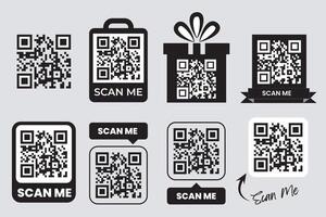 QR code set scan me template, set of various type of blank qr codes design vector
