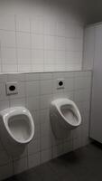 A stylish yet simplified Minimalist Bathroom Design that incorporates Urinals effectively photo