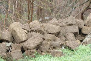 Natural building material made from clay and straw photo