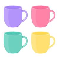 set of colorful simple mugs vector