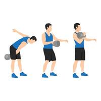 Man doing Single kettlebell swinging clean exercise. vector