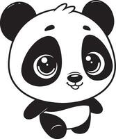 Panda Line Art Sketch - Playful Animal for Kid vector