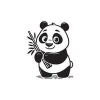 Panda Sketch in Minimalist Line Art Style for Kid vector