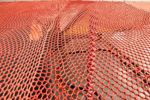The Red Mesh Netting is beautifully placed over the surface, creating a bold visual effect photo
