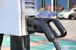 An UpClose View of an Electric Vehicle Charging Station Highlighting Its Features and Benefits photo