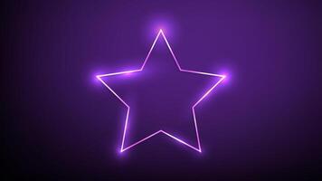 Neon frame in star form with shining effects vector