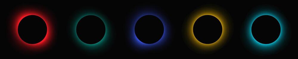 Set of circle illuminate light frames with color gradient vector