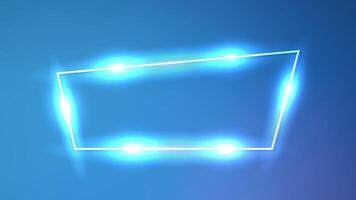 Neon trapezoid frame with shining effects vector