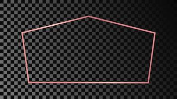 Rose gold glowing tetragon shape frame vector