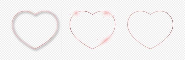 Rose gold glowing heart shape frame vector
