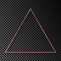 Rose gold glowing triangle frame with shadow vector
