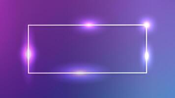 Neon rectangular frame with shining effects vector