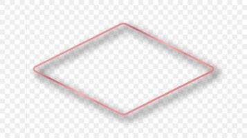 Rose gold glowing rounded rhombus shape frame with shadow vector