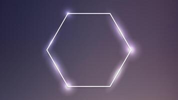 Neon hexagon frame with shining effects vector