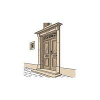 An illustration of a door with a window vector
