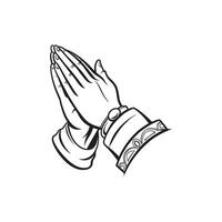 Praying hands with a watch on the wrist vector