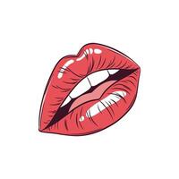 Red lips with white teeth on a white background vector