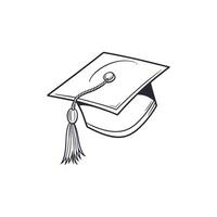 Graduation cap icon in outline style vector