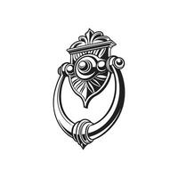 An ornate door knocker with a crown on it vector