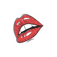 A red lips with a white background vector
